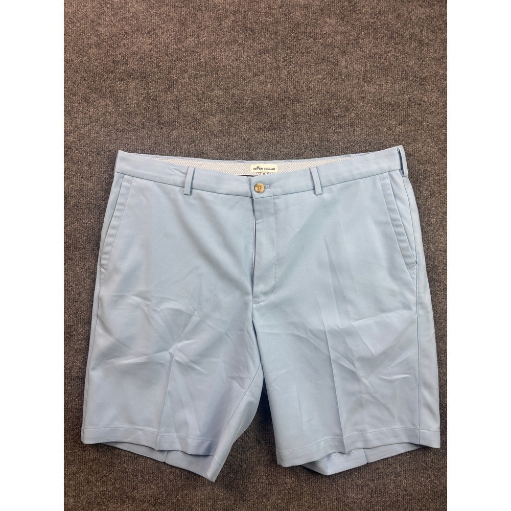 Peter Millar Golf Shorts Mens 38 Light Blue Performance Turtle Logo